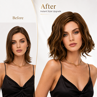 Perruque synthétique bob courte ondulée haute température pour femme, brun foncé, résistante à la chaleur, avec racine naturelle, sans colle, vente en gros, directement de l'usine