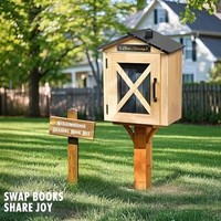 Boîte de lecture extérieure personnalisée, boîte aux lettres en bois sur pied de grande capacité pour cour, boîte de rangement pour livres en bois massif à faire soi-même