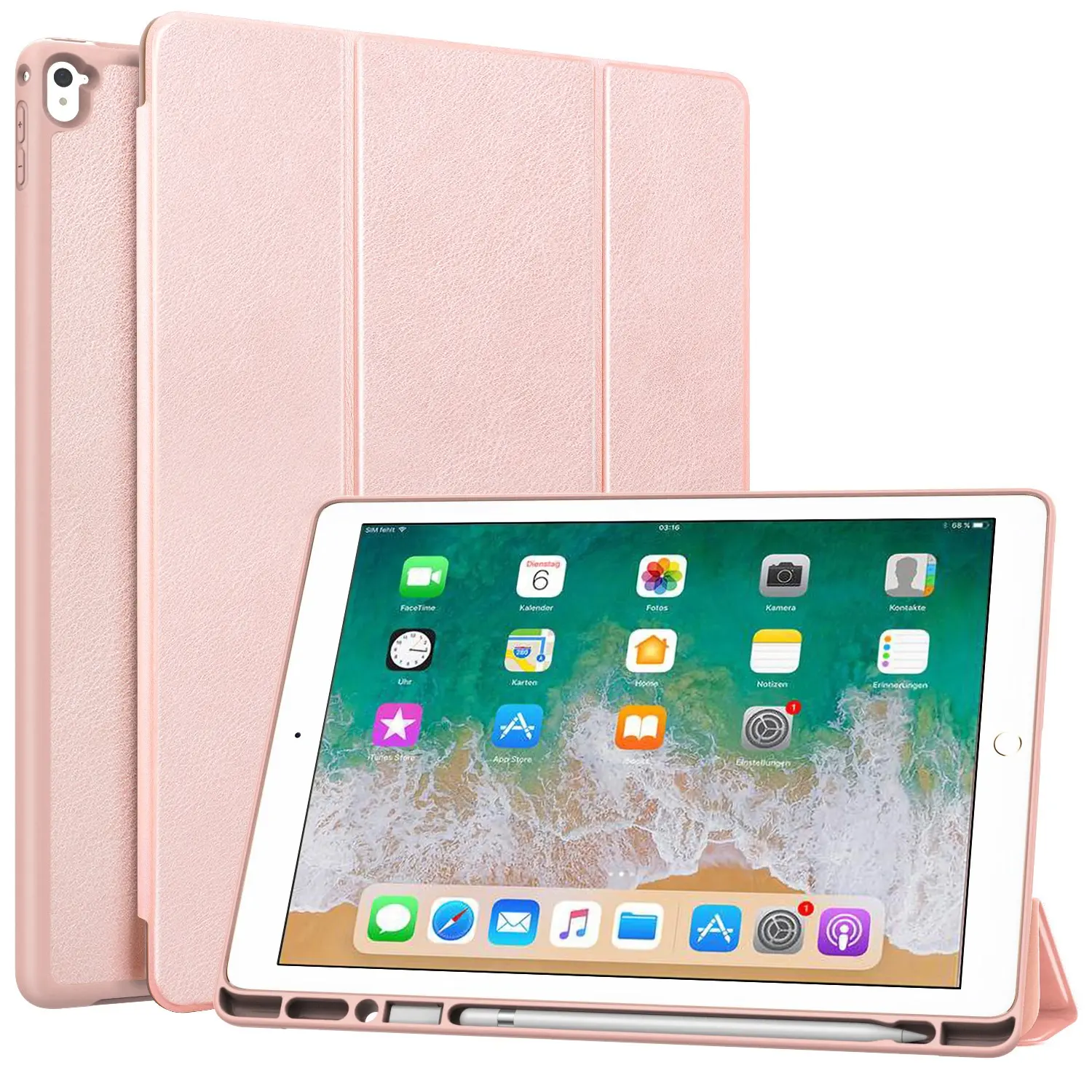 MoKo Ultra Slim Soft TPU Protective Cover Premium PU Leather Durable Folding Tablet Stand Case for iPad Pro 12.9 2017 2015