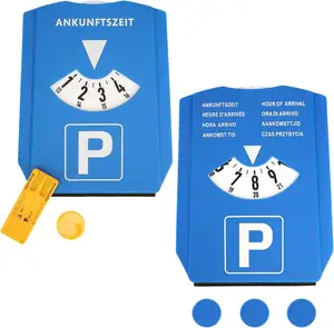 Horloge de stationnement bleue Disque de stationnement pour voitures Puces de chariot à provisions intégrées et grattoir à glace