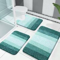 Tapis de salle de bain rayés en cachemire 3 pièces - Antidérapant, résistant à l'usure, anti-salissures, facile à nettoyer - Offre Spéciale