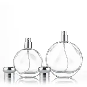 Bouteille en verre de parfum en forme de cercle rond contenant de parfum atomiseur vaporisateur 50ml 100ml