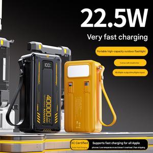 Batterie externe 20000mAh à charge super rapide avec câble <span class=keywords><strong>double</strong></span> intégré, lampe torche LED, <span class=keywords><strong>chargeur</strong></span> de téléphone portable portable avec cordon pour l'extérieur - Product Image 6