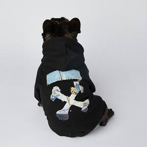 Hot Selling Luxus Haustier Kleidung Lustige Blume WOOF Schwarz bedruckte Hoodies Haustier Bekleidung Zubehör Jacke für Hunde - Product Image 2