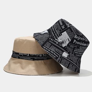 Nouveauté : Chapeau Bob Réversible Unisexe 2-<span class=keywords><strong>en</strong></span>-1 Noir et à Motif Journal, Style Vintage Décontracté, Protection Solaire - Product Image 6