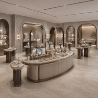 Vitrine d'éclairage LED pour bijouterie de luxe et centre commercial, avec design arqué personnalisé, solution complète pour l'aménagement de magasin
