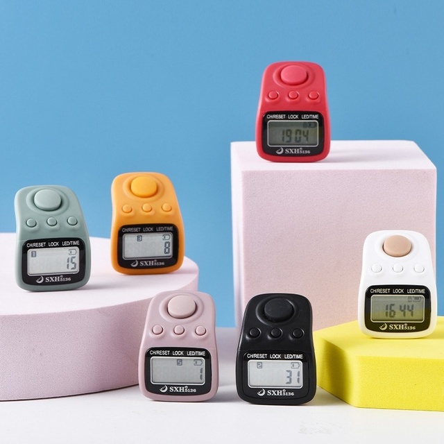7 Channels Electronics Digital Tally Counter with Time LED Light Rechargeable Battery Tasbih Digital Smart Ring Counter