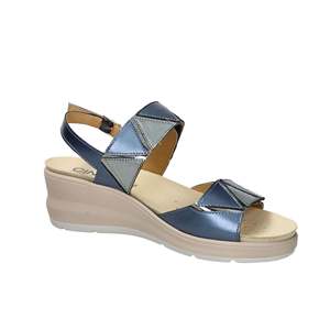 Sandalo con Zeppa Cinzia Soft da Donna in Pelle Blu Stile Estivo - Product Image 5