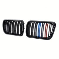 LUMA 96-99 Noir brillant/Chrome mat pour accessoires BMW Série 3 Grille de pare-chocs avant ABS pour E36 1996-1999 Double lamelle