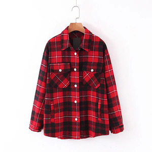 Autumn and Winter <strong>Flannel</strong> Plaid <strong>Shirt</strong> for <strong>Women</strong> Classic Vintage Street <strong>Shirt</strong> for <strong>Women</strong> Long Sleeve Button-down <strong>Shirt</strong> - Product Image 2