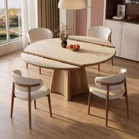 Ensembles de tables à manger de style moderne, rondes, en pierre et en bois, avec 4 chaises pour la salle à manger, décoration de restaurant