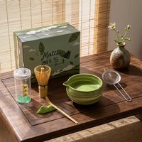 Ensemble de thé matcha japonais, bâtonnets de thé, bol à matcha, cuillère à matcha, fouet à matcha, outils de préparation du thé en bambou et en céramique, brosse à matcha