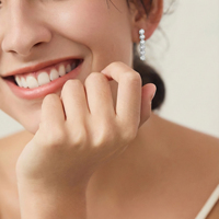 Boucles d'oreilles pendantes de luxe personnalisées en argent sterling 925 plaqué rhodium, chaîne tennis, zircon cubique, cadeau de fiançailles ou de fête