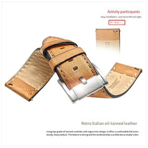 Bracelet de montre en <span class=keywords><strong>cuir</strong></span> véritable italien pour <span class=keywords><strong>homme</strong></span>, à libération rapide, compatible avec <span class=keywords><strong>Fossil</strong></span> & Timex, bracelet de montre 20 mm 22 mm - Product Image 5