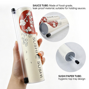 Biodegradable Food Grade Paper Sushi Push Pop Tube Custom Logo Takeaway Packaging Container - Product Image 3
