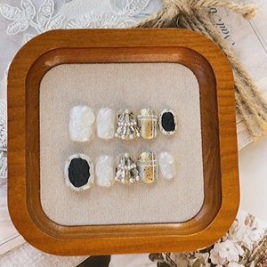 Faux ongles en acrylique à motif à carreaux, exquis et élégants, de luxe, style industriel lourd, classique français 3D, 10 pièces, pour <span class=keywords><strong>manucure</strong></span> - Product Image 3