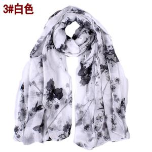 Écharpe en coton et lin à motif floral de fleurs de prunier style coréen, mode printemps-été, foulard pour femme, cache-cou, châle, vente en gros, musulman - Product Image 6