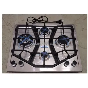 Popular quality 4 burner stainless steel 58cm panel gas cooktop built in natural gas Lpg gas hob