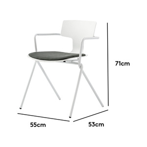 Silla de comedor de estilo nórdico con respaldo de metal blanco y asiento negro para uso en hogar moderno, oficina o cafetería. - Product Image 5