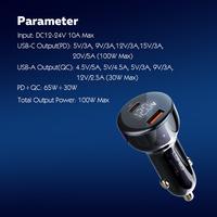 Chargeur de voiture LDNIO C101 100W 3 en 1, charge rapide pour ordinateur portable, téléphone portable, QC3.0, double PD2.0, type C, haute puissance, 2 ports