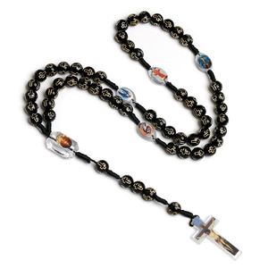 Rosario de Navidad con Adornos Exquisitos, Cruz Religiosa, Hecho a Mano con Cuentas de Plástico de 8mm, Joyería Católica para la Iglesia, Collares - Product Image 5
