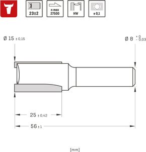 Fraise à rainurer <span class=keywords><strong>STIER</strong></span> HM (HW) à 4 cannelures, diamètre (D) 16 mm, arbre (S) 8 mm, fraise à fraiser en carbure, fraise à rainurer - Product Image 4