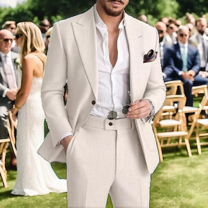 Traje de Esmoquin Personalizado de 3 Piezas para Hombre, Transpirable, con Cierre de Cremallera, de Poliéster/Algodón, Estilo Casual de Negocios, para Novio de Boda - Product Image 2