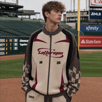 Blouson en maille épaisse de haute qualité pour motard, avec logo personnalisé, fermeture éclair intégrale, style vintage de course, pour usage quotidien, décontracté ou sportif