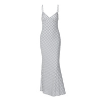 Robe longue bandeau élégante à pois style français, décolleté plongeant, nouvelle collection hiver 2025, robe moulante chic pour mondaine