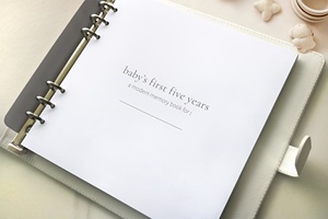 Género Neutral Tamaño A5 Diario de recuerdo Álbum de fotos de tela duradera 'Hello Baby' Letras doradas Papel de diseño de corazón <span class=keywords><strong>para</strong></span> recién nacidos - Product Image 6
