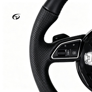 Volante de cuero genuino con base plana mejorado para <span class=keywords><strong>Audi</strong></span> TT, TTS, TTRS, R8 V8 <span class=keywords><strong>V10</strong></span> - Product Image 4