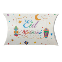 Boîte à bonbons en forme d'oreiller pour fête de mariage musulmane, motif lune et étoiles