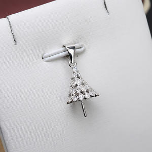 Collier pendentif en argent S925 tendance, accessoire polyvalent pour femmes, support creux pour perles, pendentifs et breloques fins 723 - Product Image 1