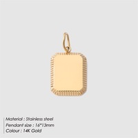 Pendentif carré gravé personnalisé en acier inoxydable plaqué or 18 carats, breloque personnalisée pour collier