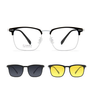 Lunettes de soleil magnétiques à clipser pour hommes, style professionnel, monture en titane pur, lentille jaune légère, modèle été 2024 5599 - Product Image 2