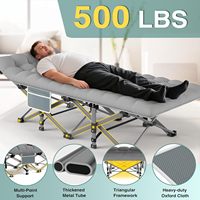 Lit de camping simple moderne en promotion, pliable et portable avec cadre en aluminium/acier pour dormir