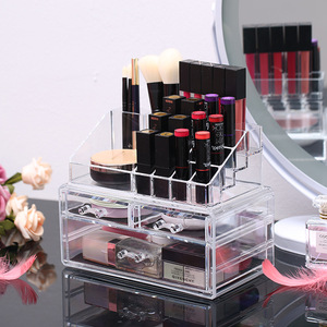 Organisateur de rangement cosmétique en <span class=keywords><strong>plastique</strong></span> transparent à double niveau pour comptoir ou <span class=keywords><strong>commode</strong></span> de salle de bain - Product Image 5