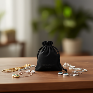 Sacchetto regalo Ilan 13x18 cm nero con coulisse per conservare gioielli - Product Image 4