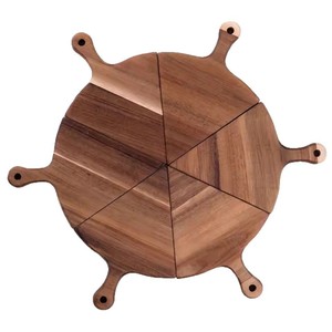 Planche à pizza en bois d'acacia, ronde, 42 cm, avec poignée, pour la cuisson et le service - Product Image 5