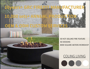 G086 Meuble de table moderne pour foyer d'extérieur gris avec gaz propane et béton Colonne de 65 000BTU sur pied - Product Image 6