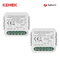 Module d'interrupteur intelligent à contact sec Tuya ZigBee pour contrôle de l'éclairage 1 ou 2 canaux DC12-48V AC100-240V large plage de tension