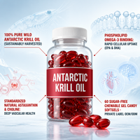 Complément Alimentaire Vitamines avec Astaxanthine et Huile de Krill de l'Antarctique Bonbons Gommeux 60 Unités pour Adultes 2 Doses Durée de Conservation 24 Mois