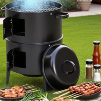 Barbecue au charbon de bois 3 en 1, fumoir portable, rôtissoire de barbecue d'extérieur, barbecue en acier pour le camping, fumoir-grill