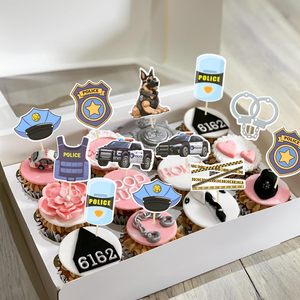 Polizei-Cupcake-Topper, Polizisten-Geburtstags-Cupcake-Stecker, Polizei-Kuchendekoration für Polizei-Emblem-Themen-Geburtstagsfeier - Product Image 5