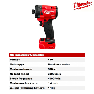 Visseuse à chocs sans fil <span class=keywords><strong>Milwaukee</strong></span> 18V <span class=keywords><strong>1</strong></span>/<span class=keywords><strong>4</strong></span> pouce à embout hexagonal, moteur sans balais, multifonction, légère et efficace - Product Image 2