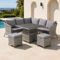 Meubles de jardin confortables en aluminium et rotin PE de style nordique moderne, canapé et table en osier pour patio extérieur, style européen