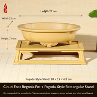 Pot de fleurs en résine, design minimaliste rustique et épuré, à trois pieds, en forme de lotus, bassin peu profond, contrôle des racines, trou de drainage, durable