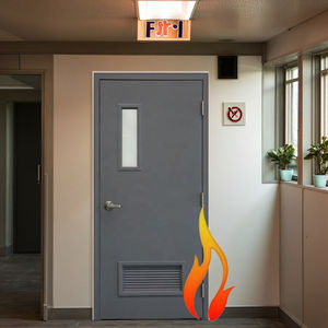 Hotel comercial certificado por UL aprueba puerta de salida de acero ignífugo de 3 horas con panel de visión y persiana - Product Image 1