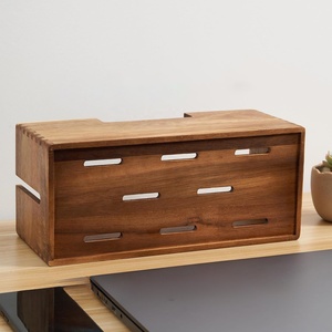 Boîte de gestion des câbles en bois d'acacia, cache-câbles et organisateur en bois pour multiprises et câbles de télévision - Product Image 3