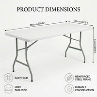Table pliante d'extérieur robuste et moderne, légère, durable, imperméable, empilable, en plastique, pour le camping